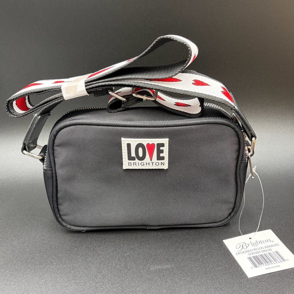 Brighton Black and Red Crossbody Bag Love Heart